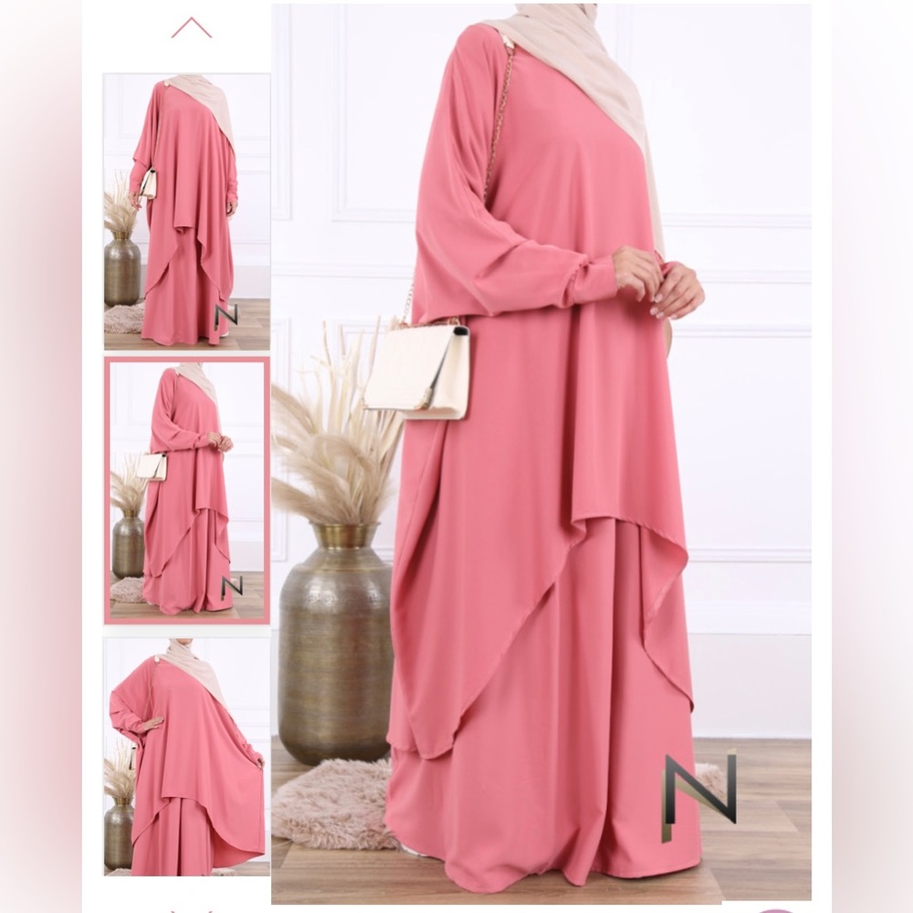 🚫Sold🚫 2 piece Abaya Jilbab Caftan Modest Eid Dress Gondura Khimar Hijab Niqab